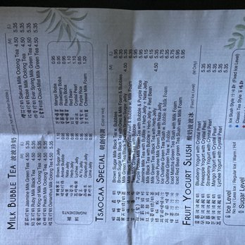 Tsaocaa - Menu - Bubble Tea Near Me - Pittsburgh, Pennsylvania