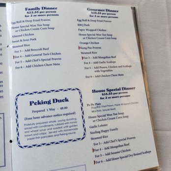 Peter Chu's Skyroom - the menu - Chinese Near Me - Redding, California