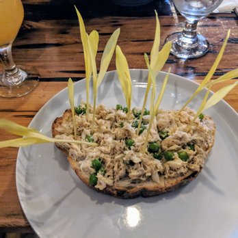 Crime & Punishment Brewing - Dressed Crab Aioli, english peas, corn shoot $15.00 - Breweries Near Me - Philadelphia, Pennsylvania Crime & Punishment Brewing - Dressed Crab Aioli, english peas, corn shoot $15.00 - Breweries Near Me - Philadelphia, Pennsylvania