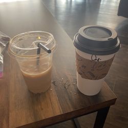 The King's Café - Left, Caramel Apple latte, Right, Cappuccino