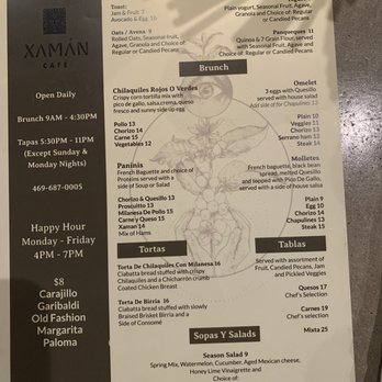 Xaman Cafe - Menu - Cafes Near Me - Dallas, Texas
