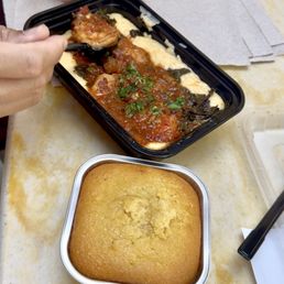 Shrimp and grits and cornbread Shrimp and grits and cornbread