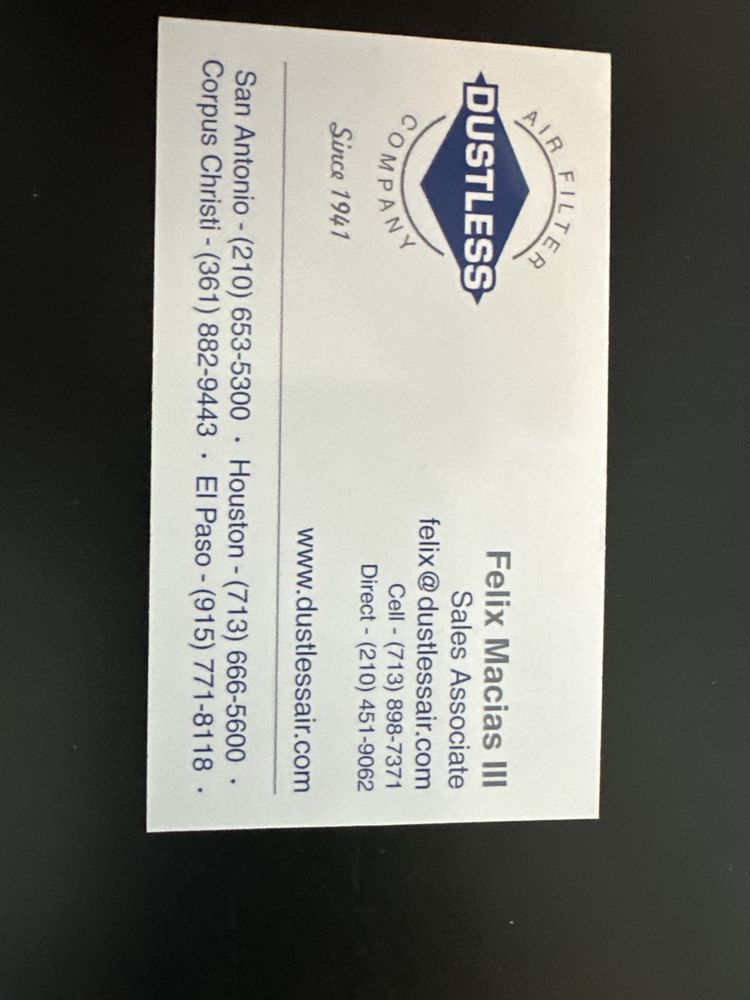 DUSTLESS AIR FILTER Updated September 2024 11515 N Weidner Rd, San