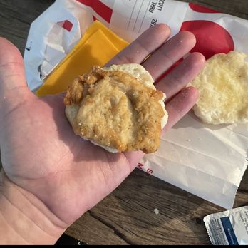 Chick-fil-A - Smallest piece of a chicken in Chick-fil-A Chicken Biscuit I have ever seen. Its now a slider. - Fast Food Near Me - Fort Lauderdale, Florida Chick-fil-A - Smallest piece of a chicken in Chick-fil-A Chicken Biscuit I have ever seen. Its now a slider. - Fast Food Near Me - Fort Lauderdale, Florida