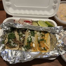 Carne asada and Tinga tacos Carne asada and Tinga tacos