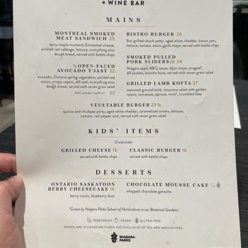Table Rock Bistro - Menu - Wine Bars Near Me - Niagara Falls, Ontario