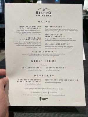 Menu photo 2 Table Rock Bistro Niagara Falls, ON