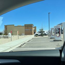 Tesla Supercharger - Bathroom and food