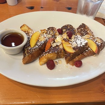Cafe Bernardo  - Brioche French toast with peaches and raspberries - New American Near Me - Davis, California