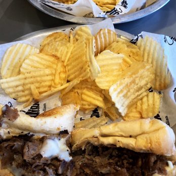 The Mad Italian - Picture doesn't do it justice! Front: Cheese Steak, no onions, no pickle. Back: chicken cheesesteak, add lettuce and tomato - Italian Near Me - Chamblee, Georgia