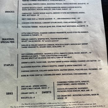 Chicory - Menu - New American Near Me - Olympia, Washington Chicory - Menu - New American Near Me - Olympia, Washington