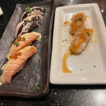 Arigato Sushi - seared hamachi, seared salmon, seared scallop - Japanese Near Me - Santa Barbara, California