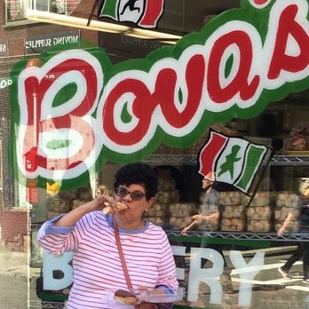 Bova's Bakery - Eating a yummy Cannoli!!!! Their eclairs are also delicious! - Bakeries Near Me - Boston, Massachusetts