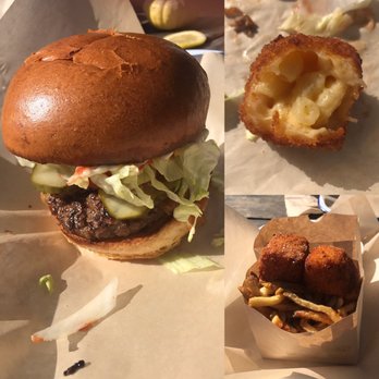 The Barn - Pictures: Barn Burger. Storm & Fry (1/2 Mac Attack & 1/2 Fries). Mac Attack after taking a bite! - Burgers Near Me - Half Moon Bay, California