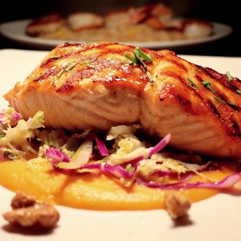 City Cellar - Maple Glazed Salmon - Wine Bars Near Me - Westbury, New York