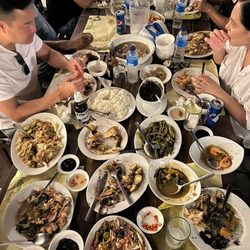 Breakthrough - Having a feast with family in the Philippines.  Ridiculous how big our eyes are.