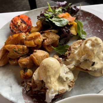 Italian Kitchen - Wild Mushroom & Caramelized Onion Benedict $19 - Italian Near Me - Vancouver, British Columbia