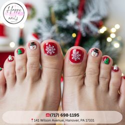 Happy Nails - "Christmas magic starts at your fingertips  Beautiful nails always set the mood for holiday joy. Book your festive glow today. Book now"