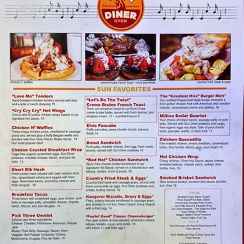 Sun Diner - Menu - Diners Near Me - Gatlinburg, Tennessee