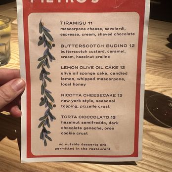 Pietro's - dessert menu! - Italian Near Me - Lodi, California Pietro's - dessert menu! - Italian Near Me - Lodi, California
