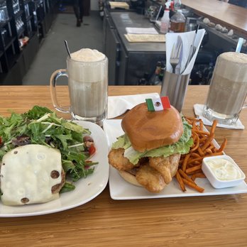 Square Burger - Turkey salad and fish n chips sandwich looked and tasted delicious. Shout out to the root beer floats! - Burgers Near Me - McKinney, Texas Square Burger - Turkey salad and fish n chips sandwich looked and tasted delicious. Shout out to the root beer floats! - Burgers Near Me - McKinney, Texas