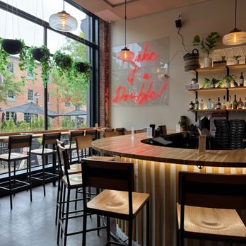 Emmy Squared Pizza - Bar area and cute sign - Pizza Near Me - Alexandria, Virginia
