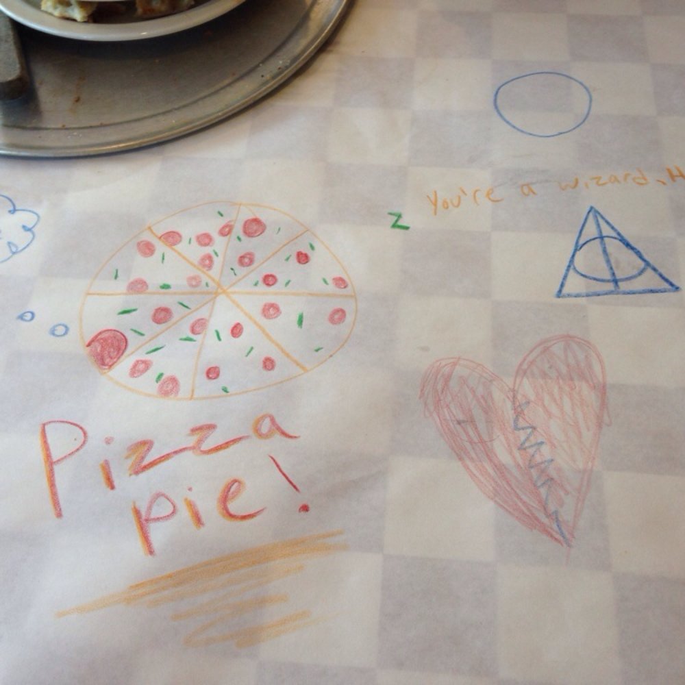 Mio's - Clearly we enjoyed drawing on the table! - Pizza Near Me - Loveland, Ohio Mio's - Clearly we enjoyed drawing on the table! - Pizza Near Me - Loveland, Ohio