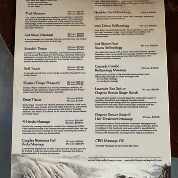 Cascade Spa - Massage options - Massage Near Me - San Diego, California