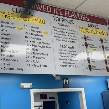 Manny's Shaved Ice N' Snacks - Menu - Shaved Ice Near Me - West Columbia, South Carolina
