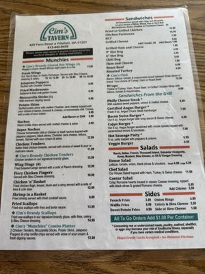 Menu photo 1 Cim's Tavern Pittsfield, MA