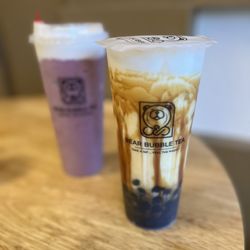 Bear Bubble Tea - Signature brown sugar boba & strawberry blueberry smoothie