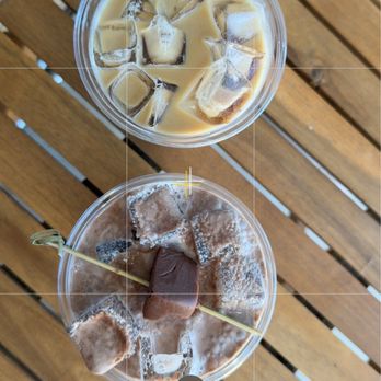 Crest Coffee - Banana Bread Latte (top) Douglass Fudge Salted Caramel Mocha Latte (bottom) - Coffee & Tea Near Me - Wildwood Crest, New Jersey