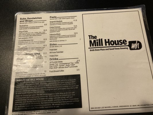 Menu photo 4 The Mill House Greenwood, SC