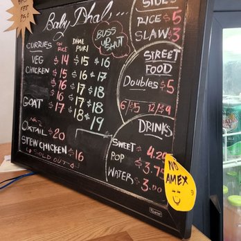 Baby Dhal Roti Shop - a menu on a blackboard - Caribbean Near Me - Vancouver, British Columbia Baby Dhal Roti Shop - a menu on a blackboard - Caribbean Near Me - Vancouver, British Columbia