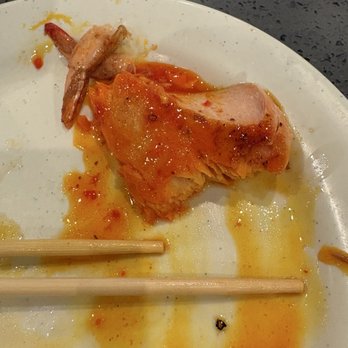 Yum Buffet and Grill - salmon with an odd sweet tangy glaze that my party didn't seem to care for - Sushi Bars Near Me - Sacramento, California Yum Buffet and Grill - salmon with an odd sweet tangy glaze that my party didn't seem to care for - Sushi Bars Near Me - Sacramento, California