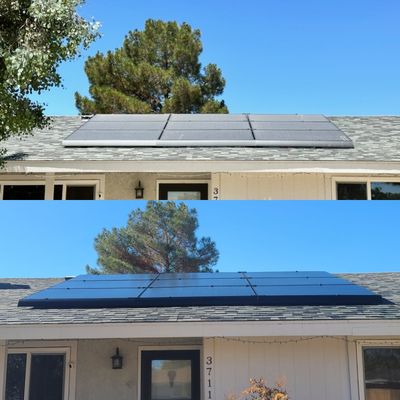 Dont lose 20% efficiency or more on dirty panels. Call us to keep them clean! - Home owners gave us a call for solar panel cleaning and we got the job done! we're here to not only keep your panels clean but also educate you on why it is important. if you have any questions or would like to receive a quote, call us anytime. Dont lose 20% efficiency or more on dirty panels. Call us to keep them clean! - Home owners gave us a call for solar panel cleaning and we got the job done! we're here to not only keep your panels clean but also educate you on why it is important. if you have any questions or would like to receive a quote, call us anytime.