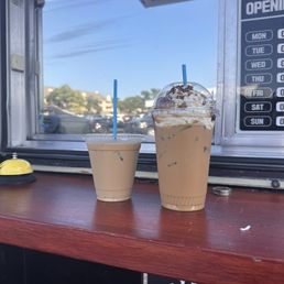 Iced sugar free vanilla latte and iced turtle crunch latte Iced sugar free vanilla latte and iced turtle crunch latte