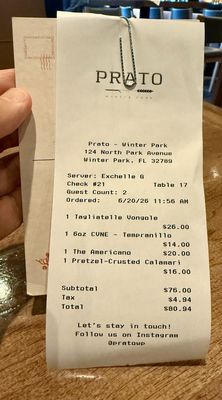 Menu photo 1 Prato Winter Park, FL