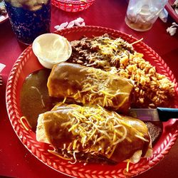 Pinatas Mexican Smoke house - Smoked chicken burritos. I had them smothered with sauce.