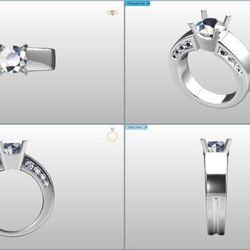 Zak's Jewelry - Our customer found three rings in our case that she liked, but wanted to combine aspects of each into one ring.  Here is the cad design...