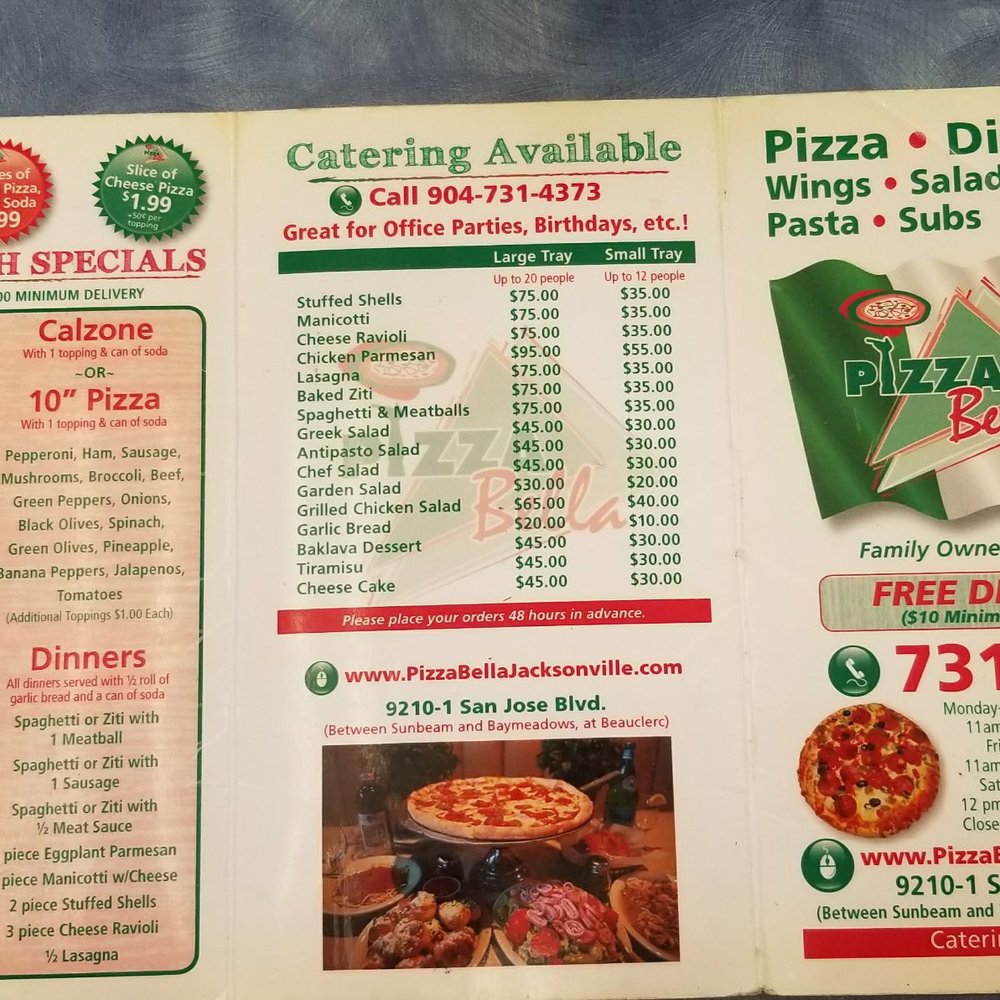 Pizza Bella - MENU - Pizza Near Me - Jacksonville, Florida Pizza Bella - MENU - Pizza Near Me - Jacksonville, Florida