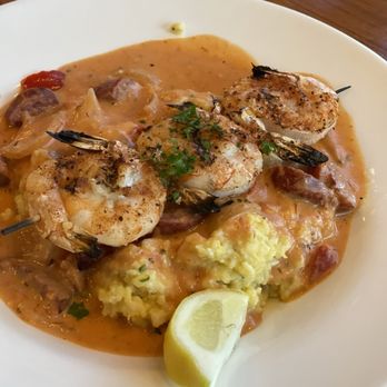 Coastal Cravings - Shrimp and grits! Sauce was delicious! - Seafood Near Me - Duck, North Carolina Coastal Cravings - Shrimp and grits! Sauce was delicious! - Seafood Near Me - Duck, North Carolina