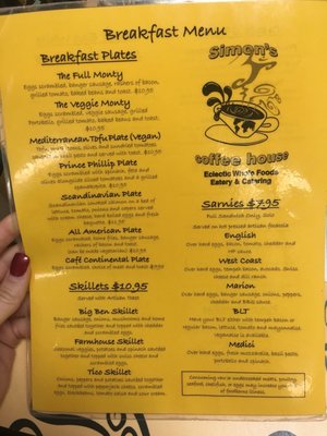 Menu photo 7 Simon's Coffee House Sarasota, FL