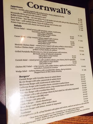 Menu photo 5 Cornwall's Boston, MA