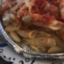 Ziti with sauce on top...plain noodles underneath