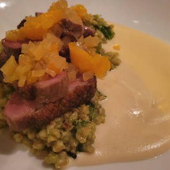 Duo Restaurant - Duck breast with brown butter celery root, beet-orange agradolce and broccoli pesto farro - New American Near Me - Denver, Colorado