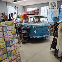 The Shoppe - Where can you shop that has a V.W. Bus in it?  Answer - nowhere