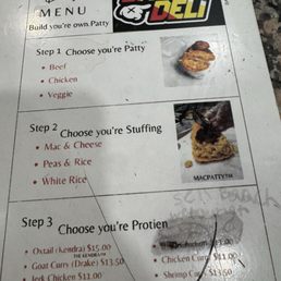 Menu on counter