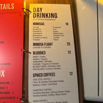 Tox Bar - Day Drinking - Mimosas, Mimosa Flight, Bloodies, Spiked Coffees - Cocktail Bars Near Me - Carefree, Arizona