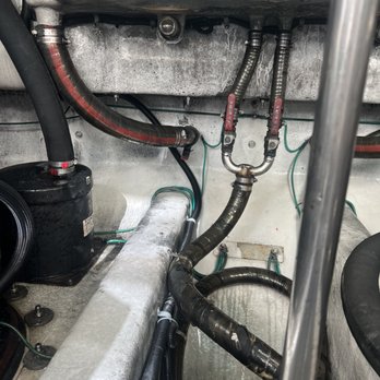 First Watch Marine - Condition of engine room after improperly secured exhaust hose blew off while underway. - Boat Repair Near Me - San Diego, California First Watch Marine - Condition of engine room after improperly secured exhaust hose blew off while underway. - Boat Repair Near Me - San Diego, California